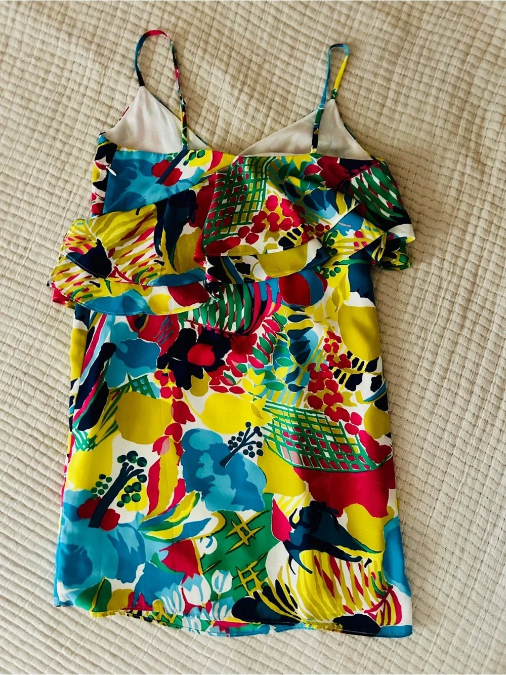 J. Crew Tropical Floral Print Tank Dress With Ruffles